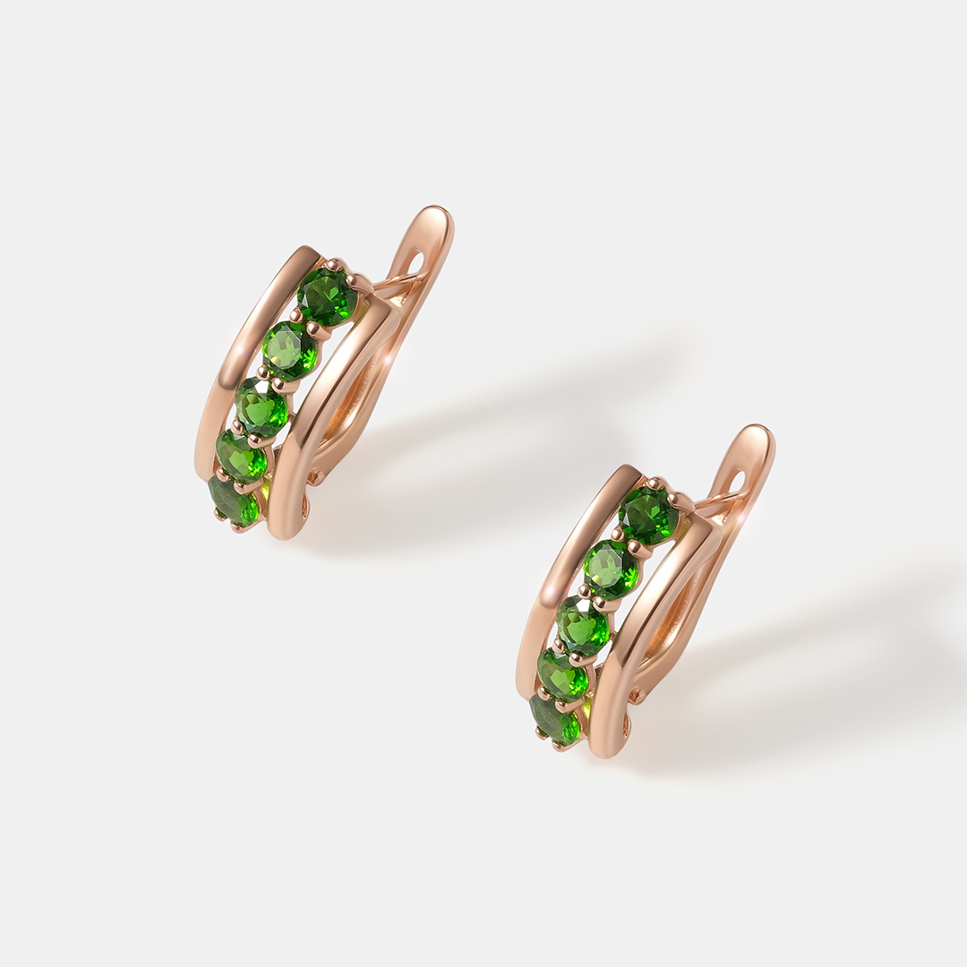 Серебряные серьги с хромдиопсидами