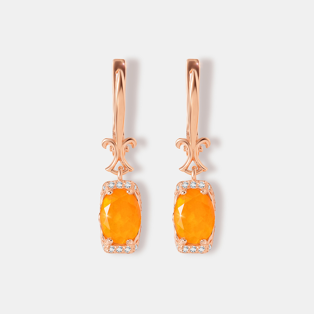 Серебряные серьги с огненными опалами