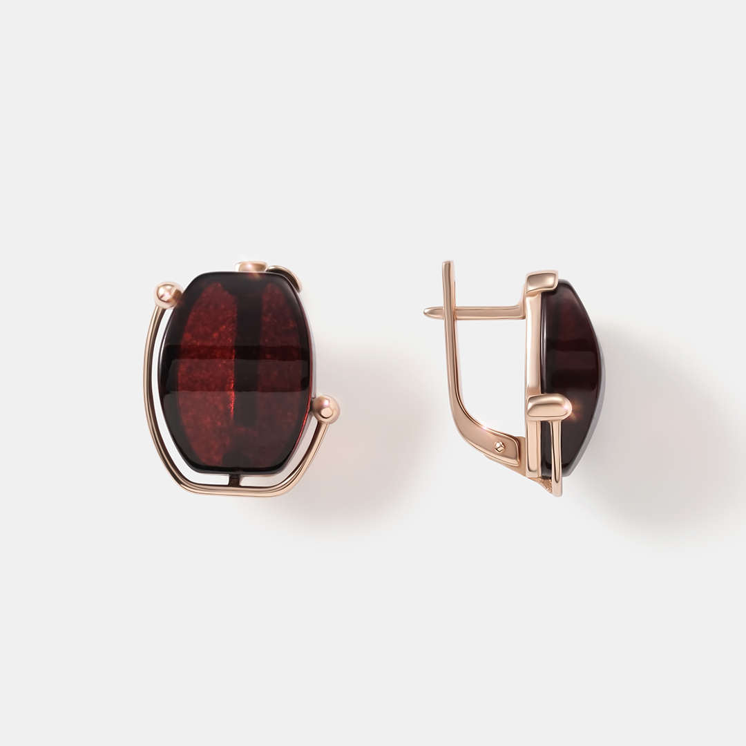 Серебряные серьги с янтарем