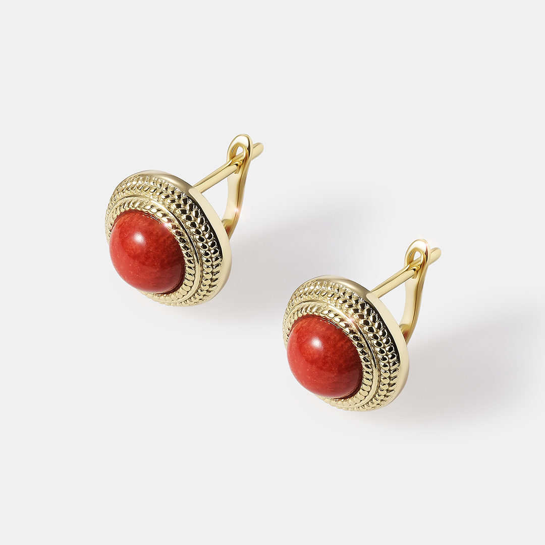 Серебряные серьги с кораллами Салмон