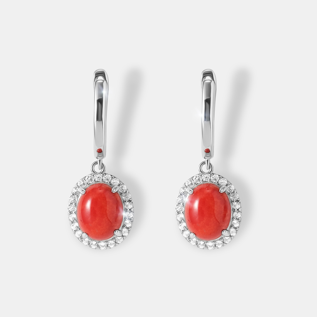 Серебряные серьги с кораллами Салмон
