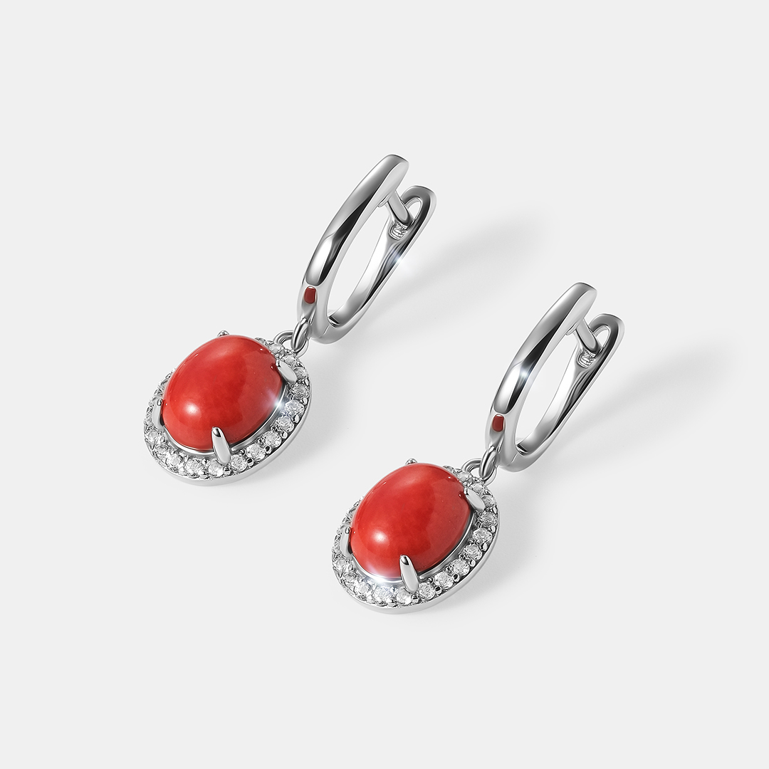 Серебряные серьги с кораллами Салмон