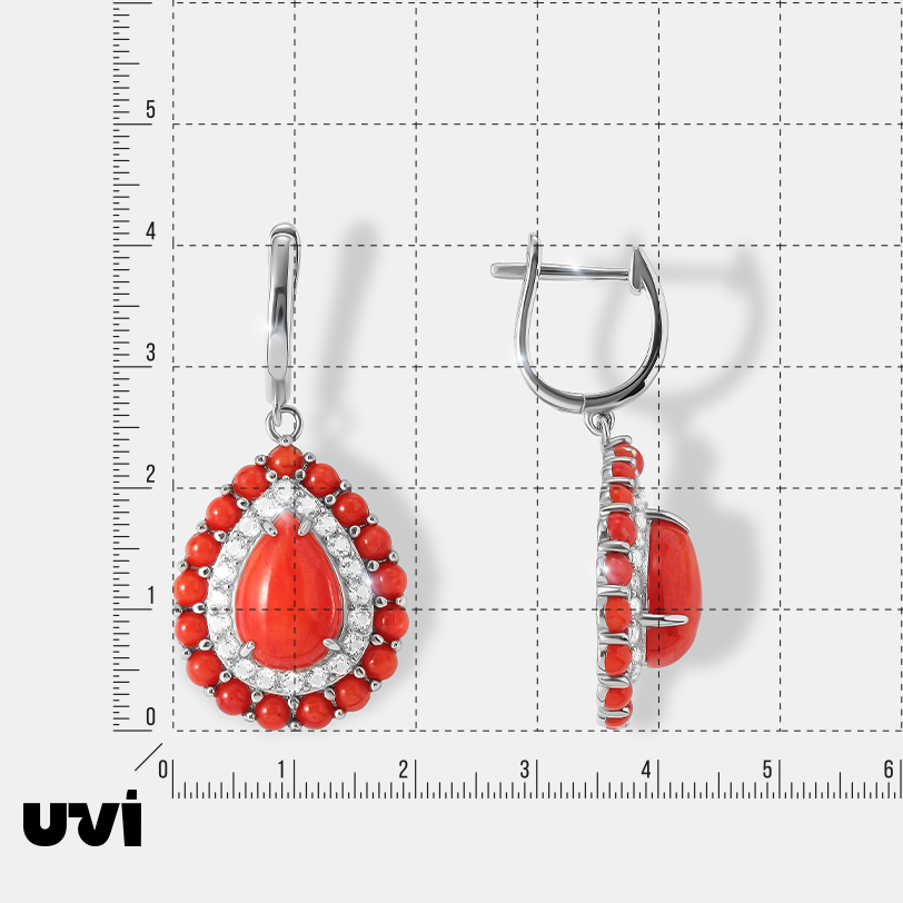 Серебряные серьги с кораллами Салмон