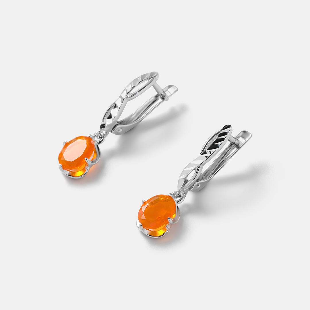 Серебряные серьги с огненными опалами