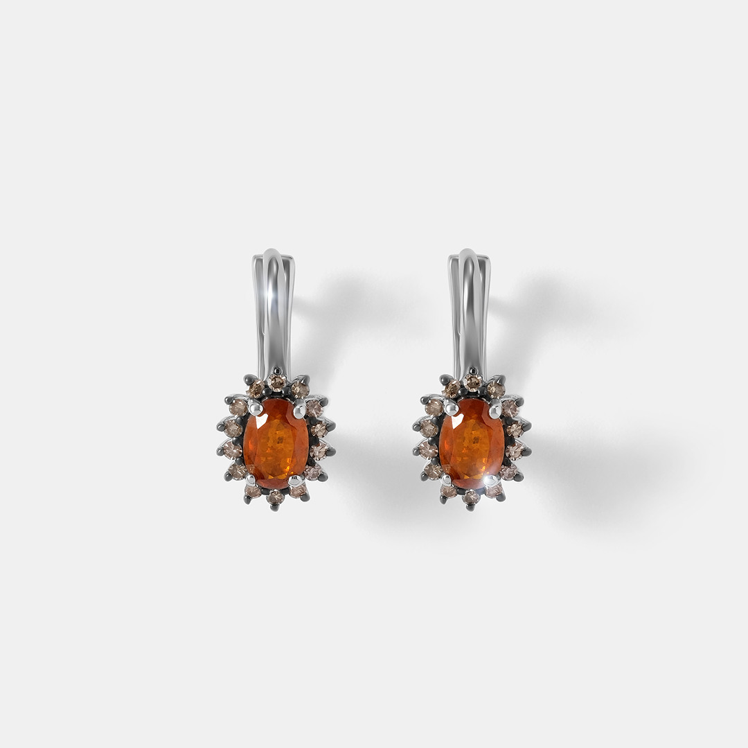 Серебряные серьги с оранжевыми кианитами
