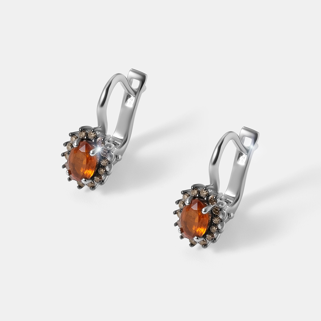 Серебряные серьги с оранжевыми кианитами