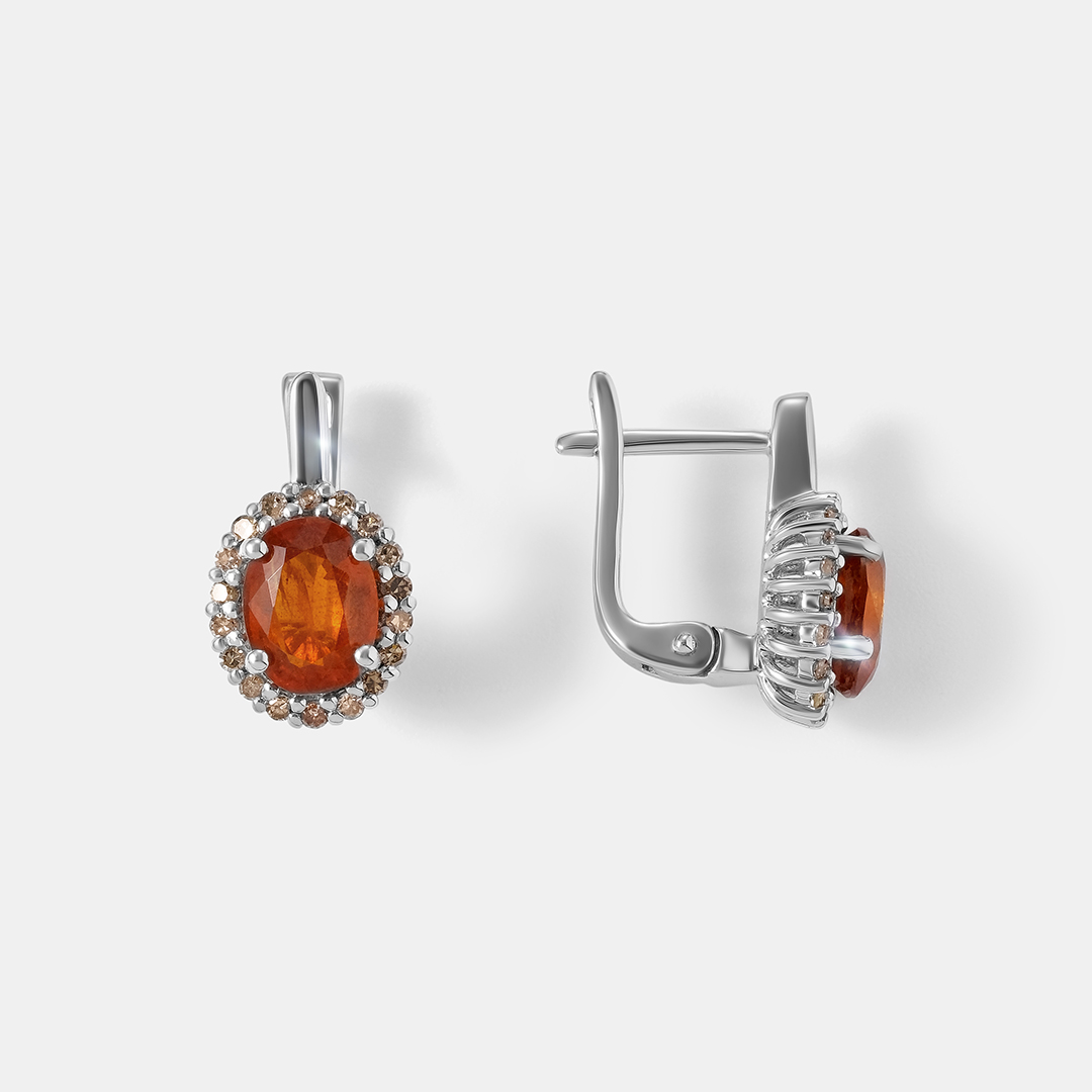 Серебряные серьги с оранжевыми кианитами