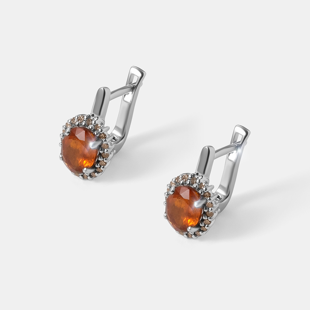 Серебряные серьги с оранжевыми кианитами