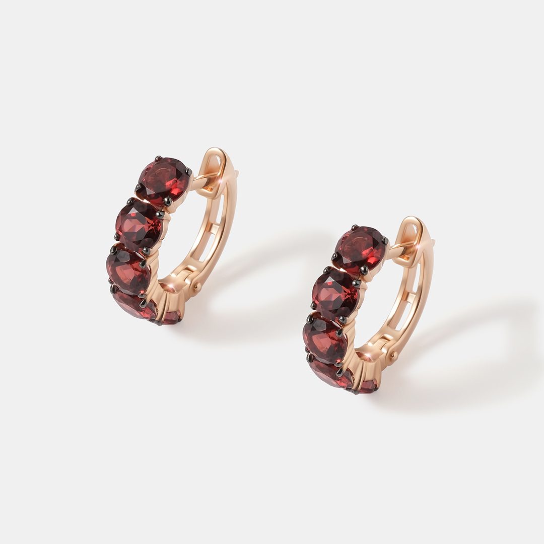 Серебряные серьги с гранатами