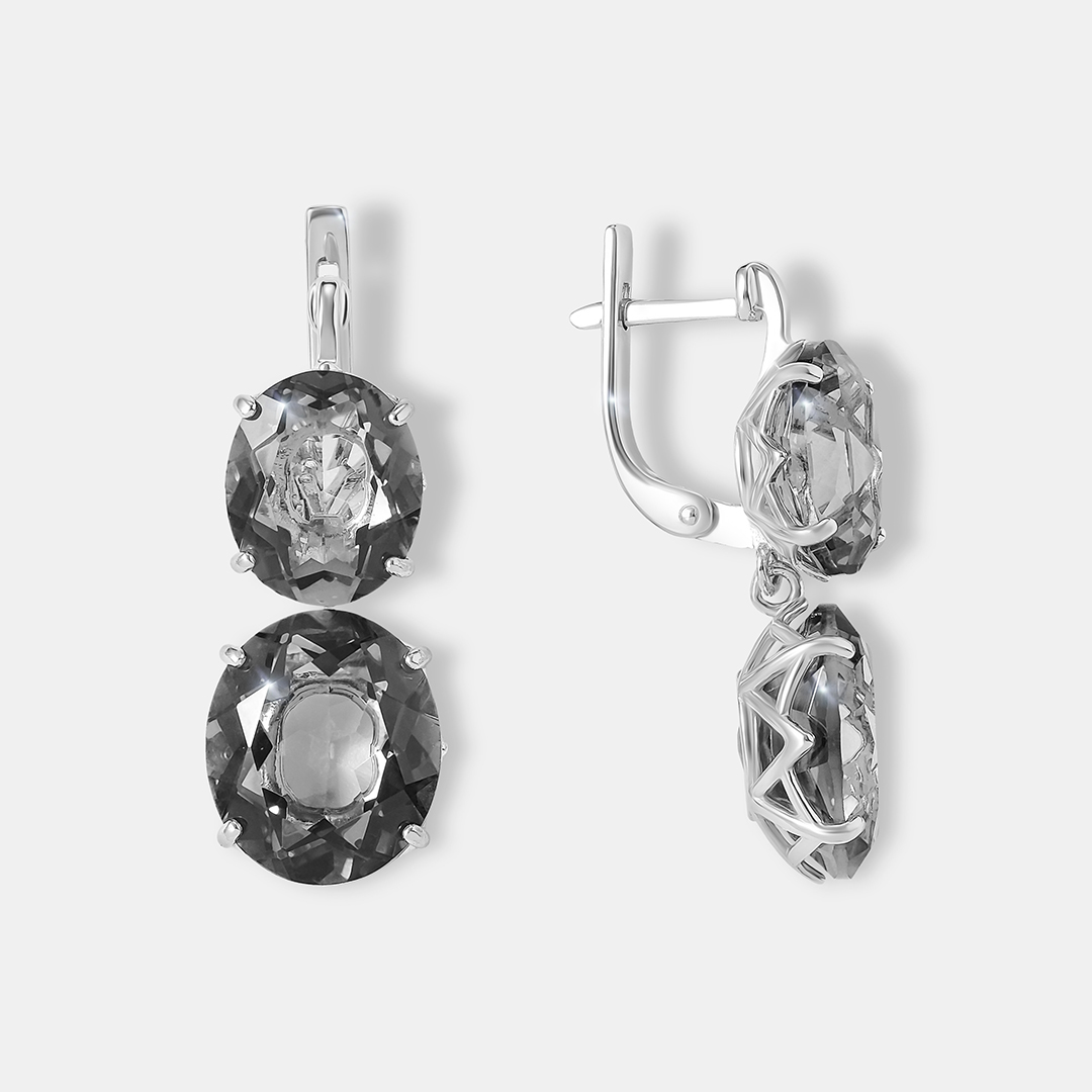 Серебряные серьги с горным хрусталем