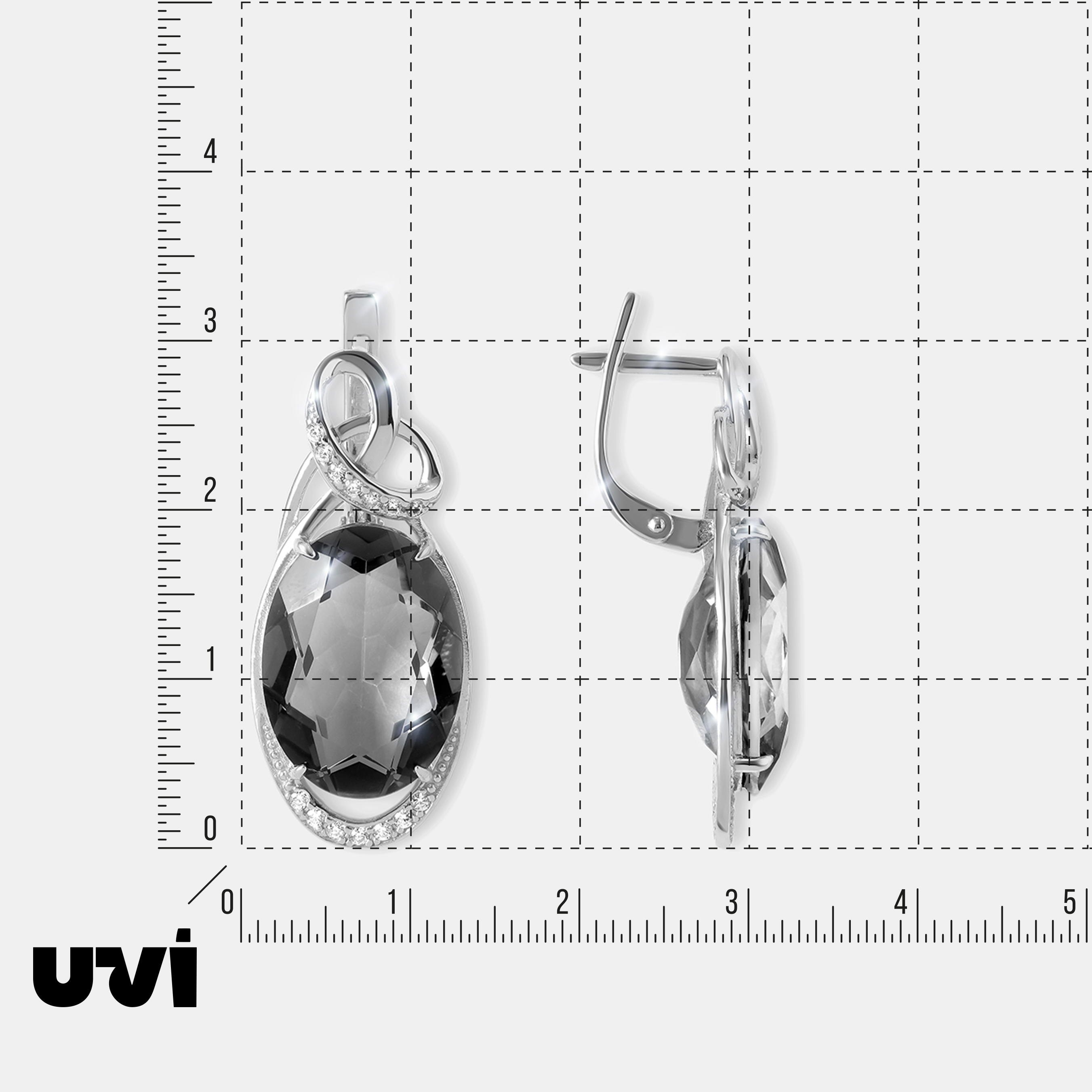 Серебряные серьги с горным хрусталем