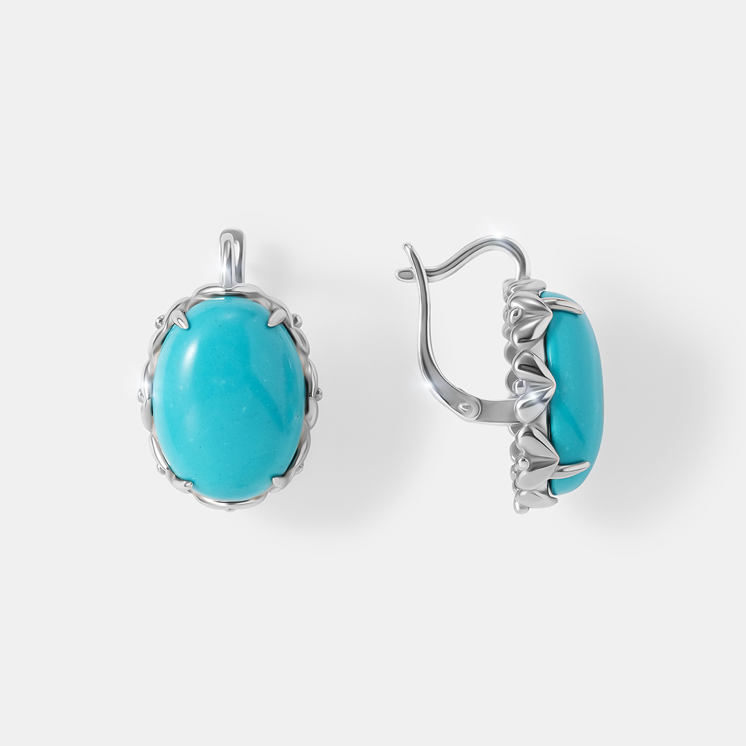 Серебряные серьги с бирюзой