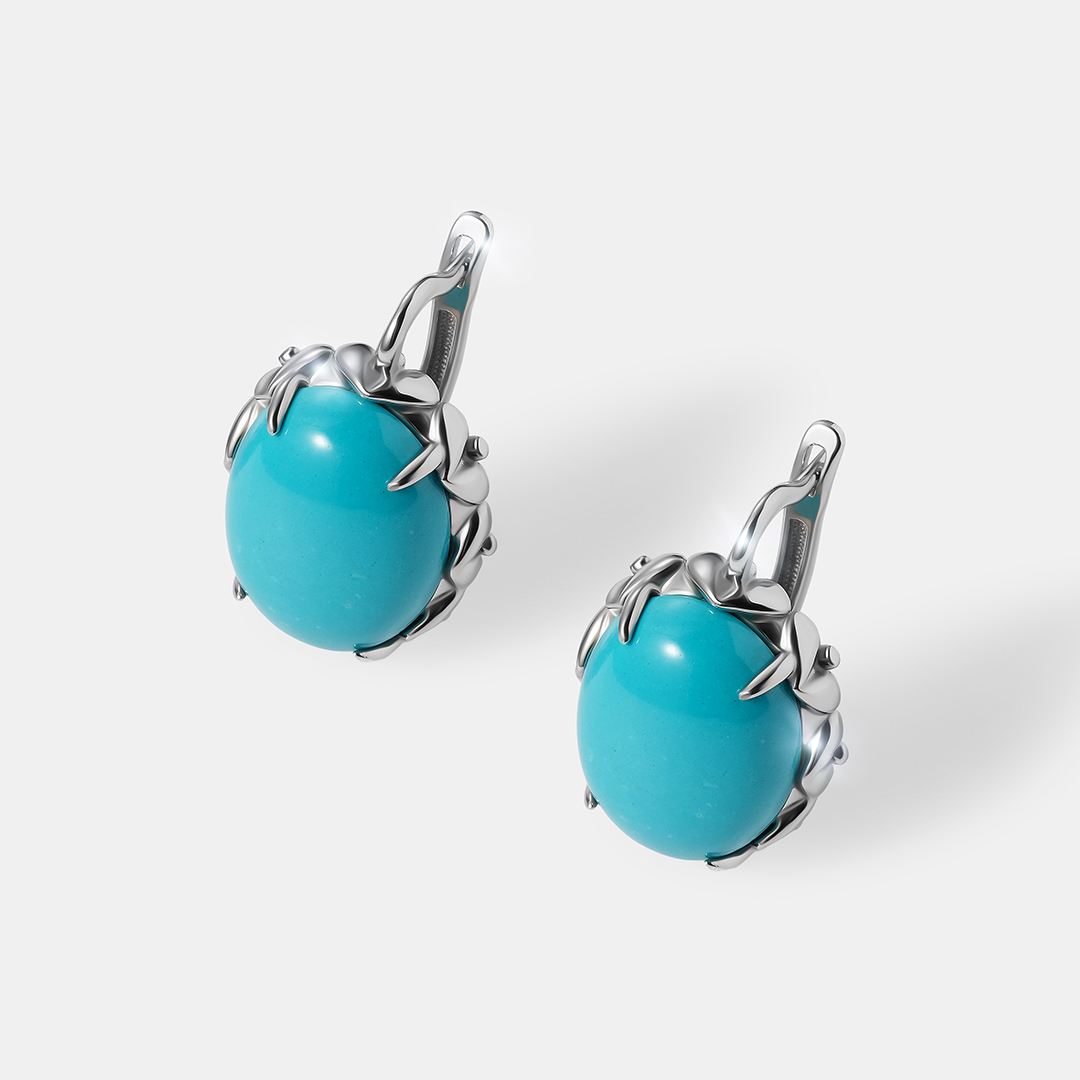 Серебряные серьги с бирюзой