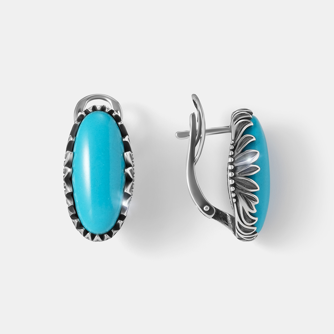 Серебряные серьги с бирюзой