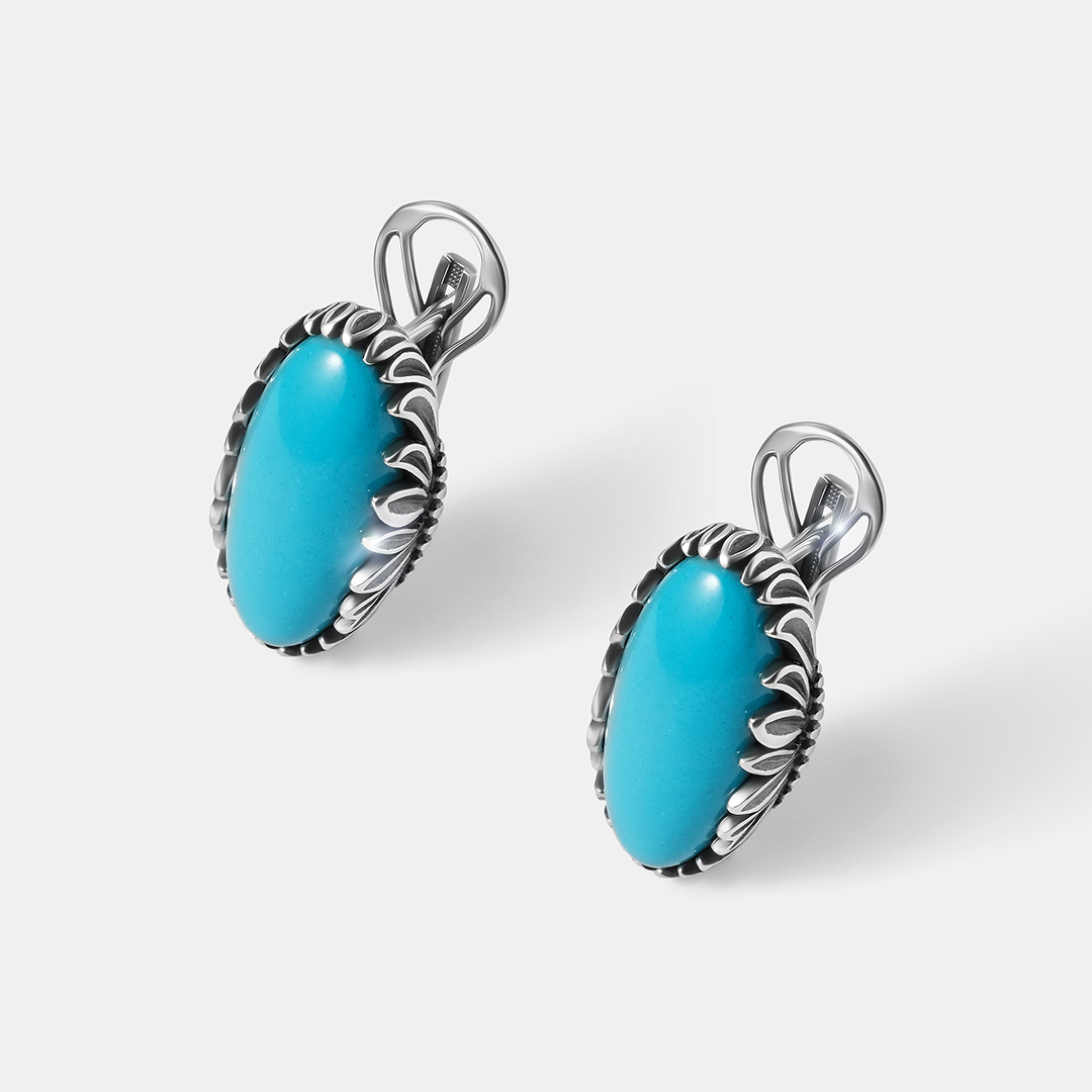 Серебряные серьги с бирюзой