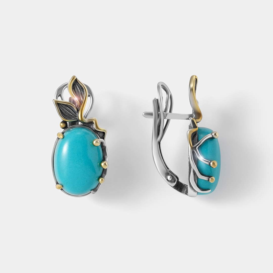 Серебряные серьги с бирюзой