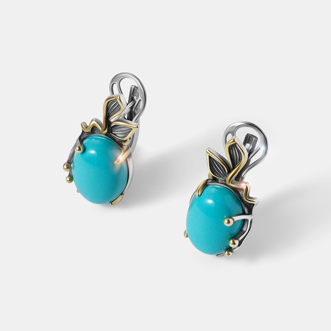 Серебряные серьги с бирюзой