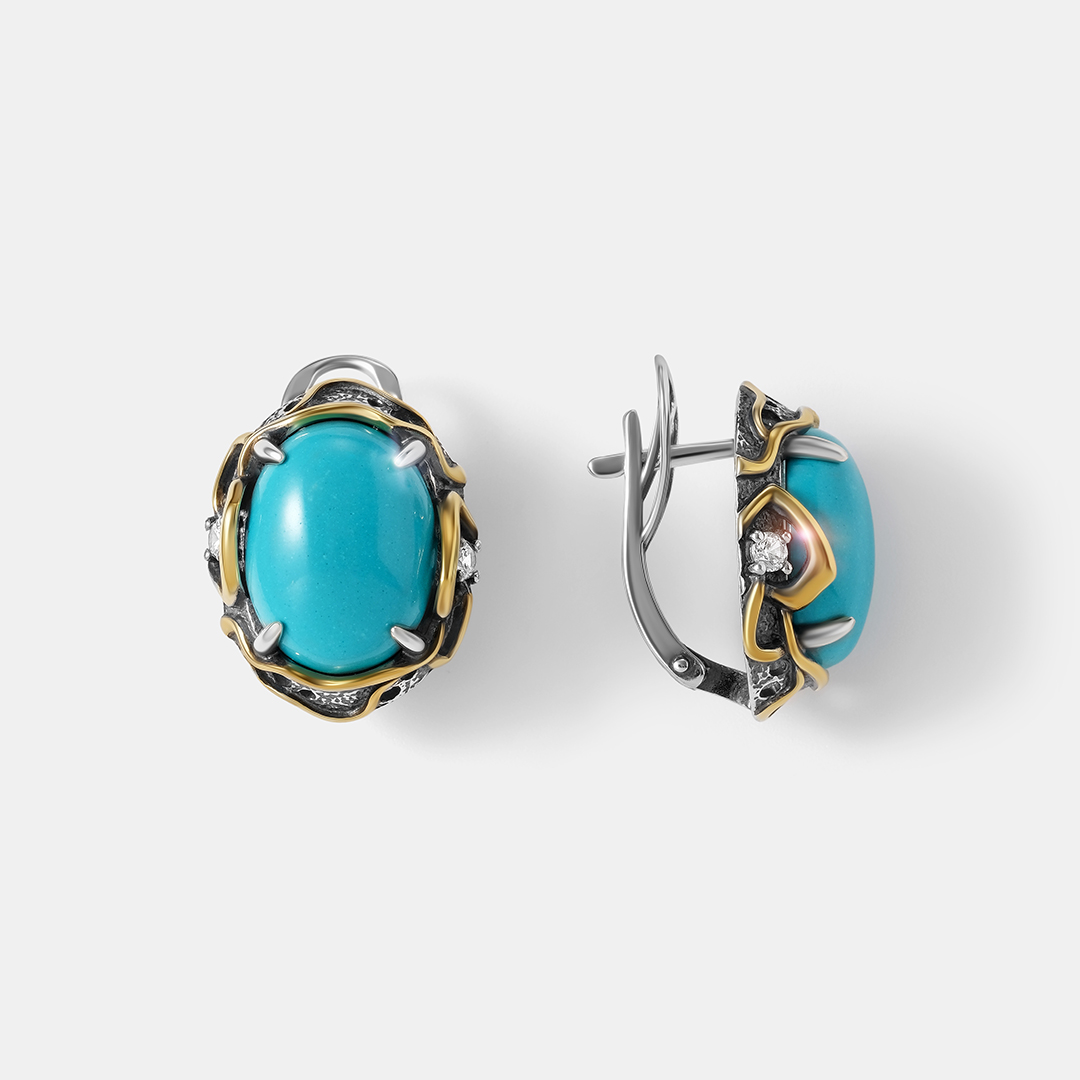 Серебряные серьги с бирюзой