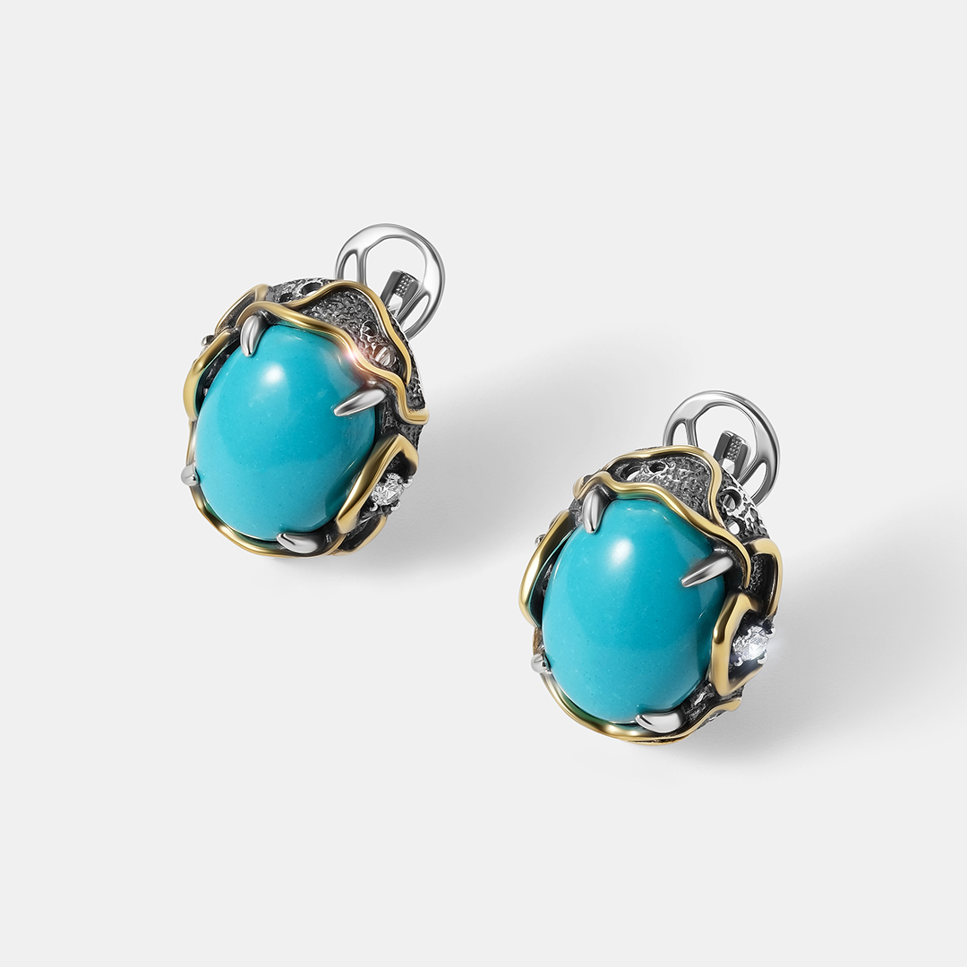Серебряные серьги с бирюзой