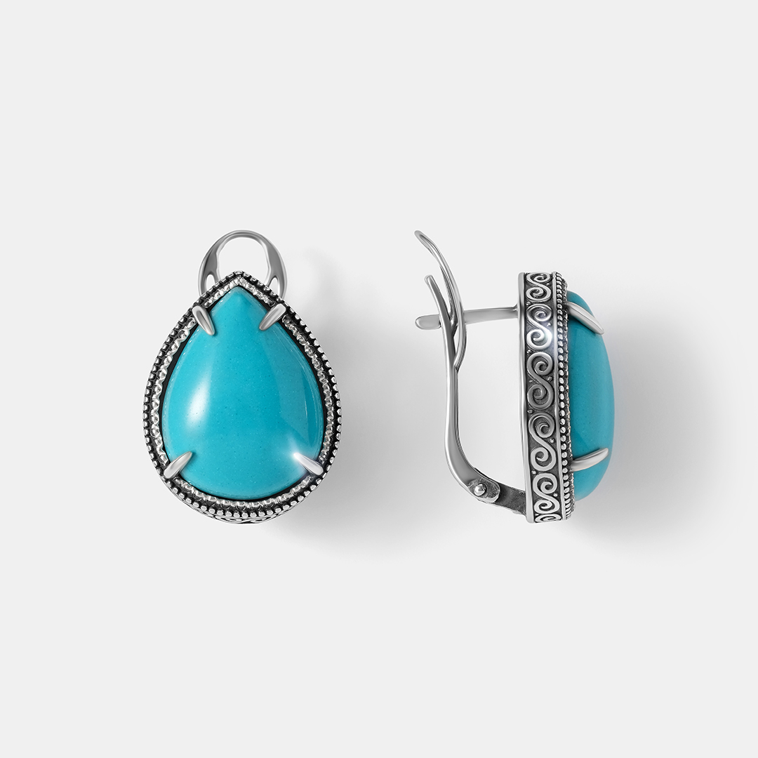 Серебряные серьги с бирюзой