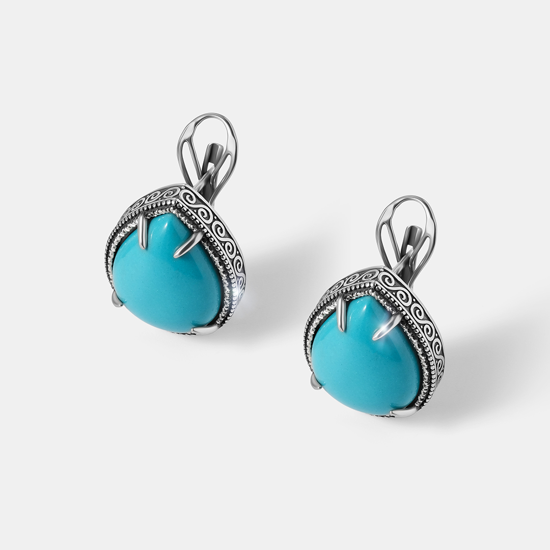 Серебряные серьги с бирюзой