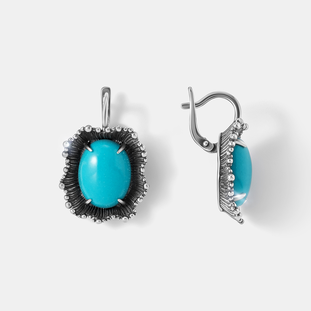Серебряные серьги с бирюзой