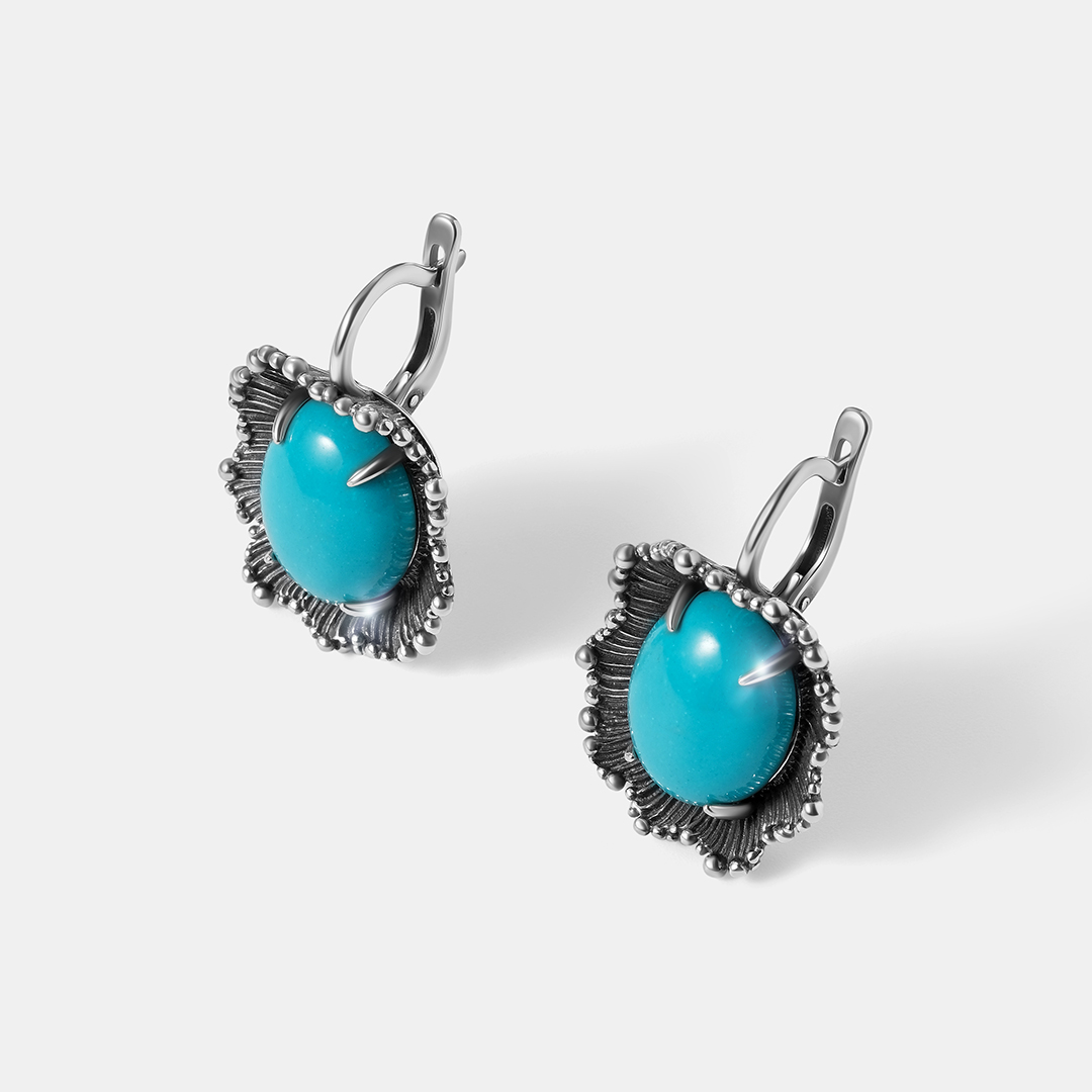 Серебряные серьги с бирюзой