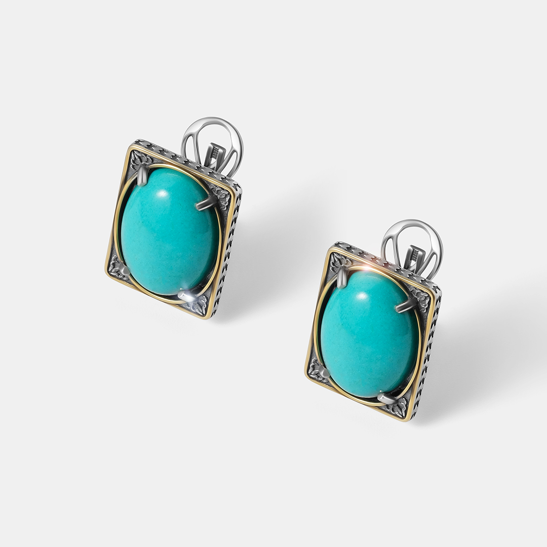 Серебряные серьги с бирюзой