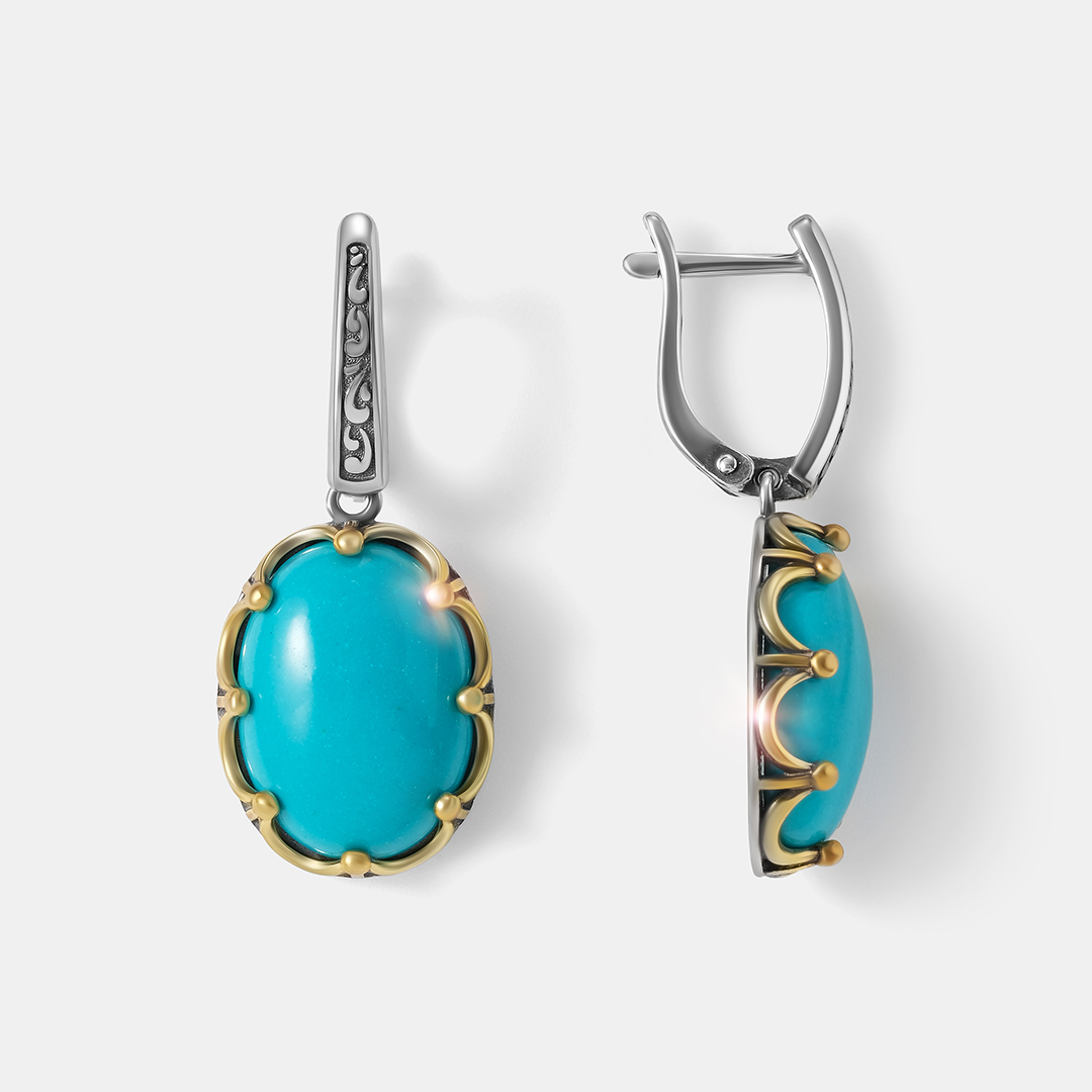 Серебряные серьги с бирюзой