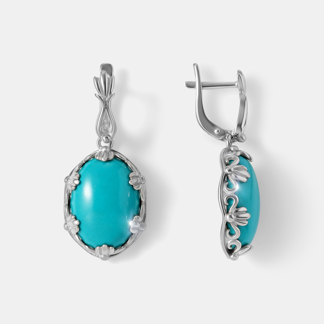 Серебряные серьги с бирюзой