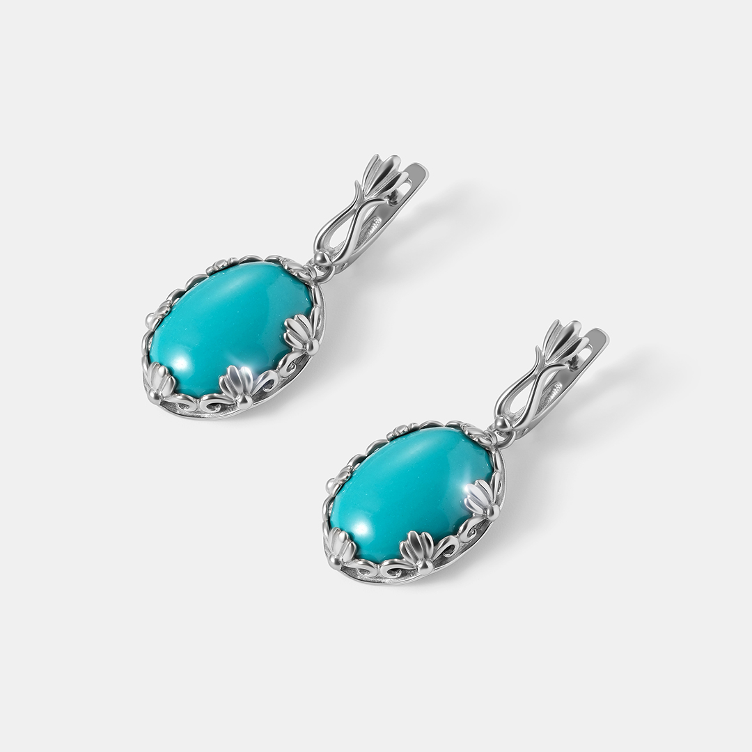 Серебряные серьги с бирюзой