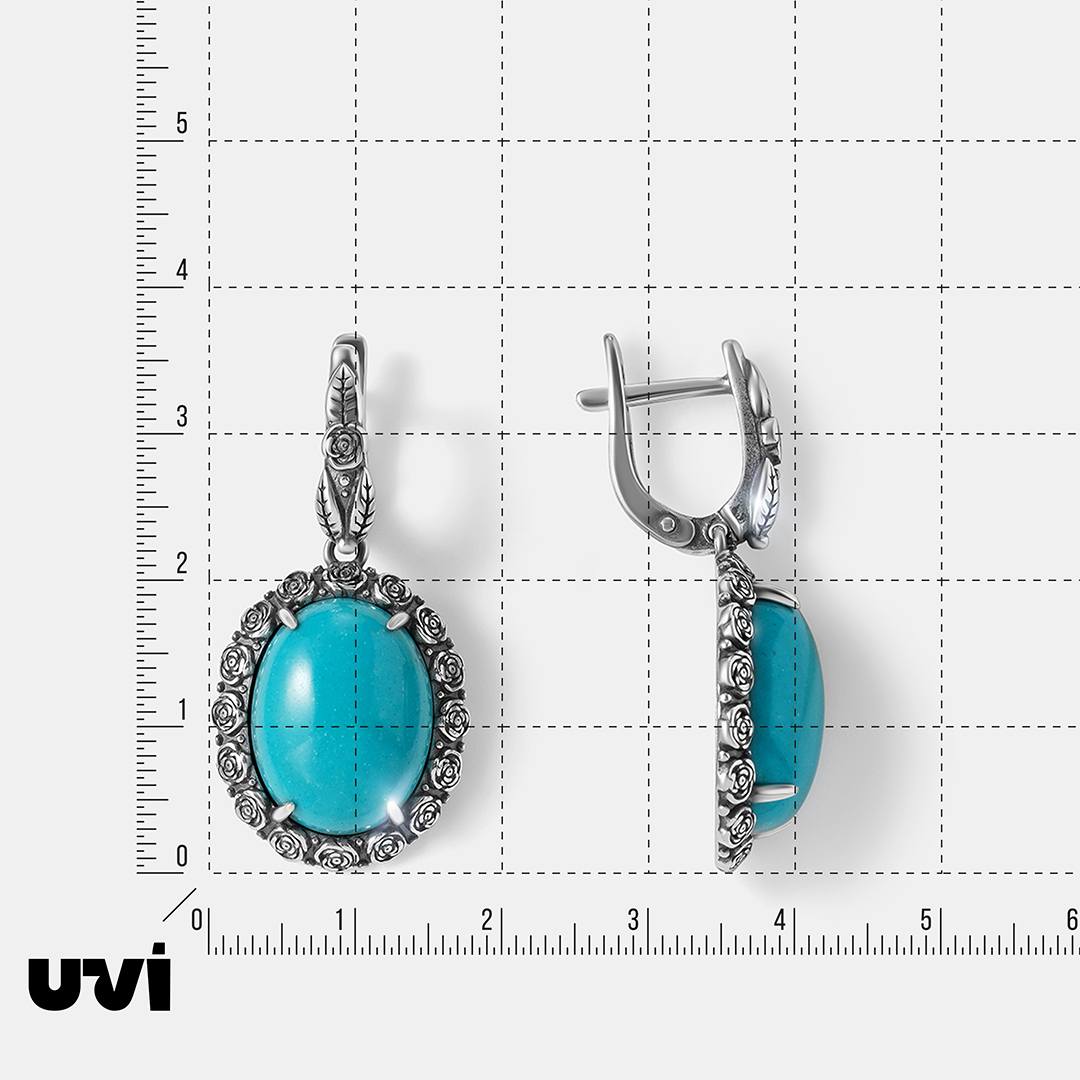 Серебряные серьги с бирюзой "Розы"