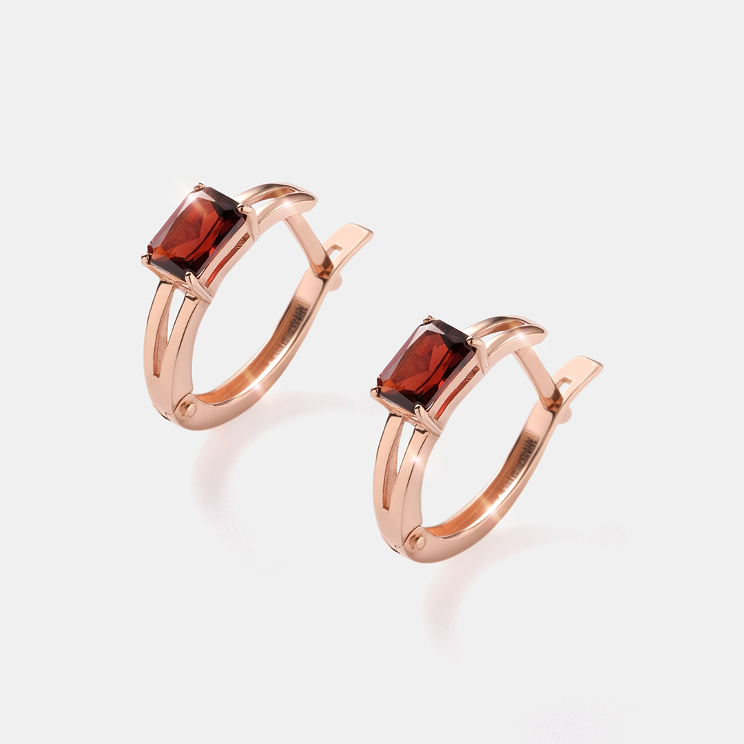 Серебряные серьги с гранатами