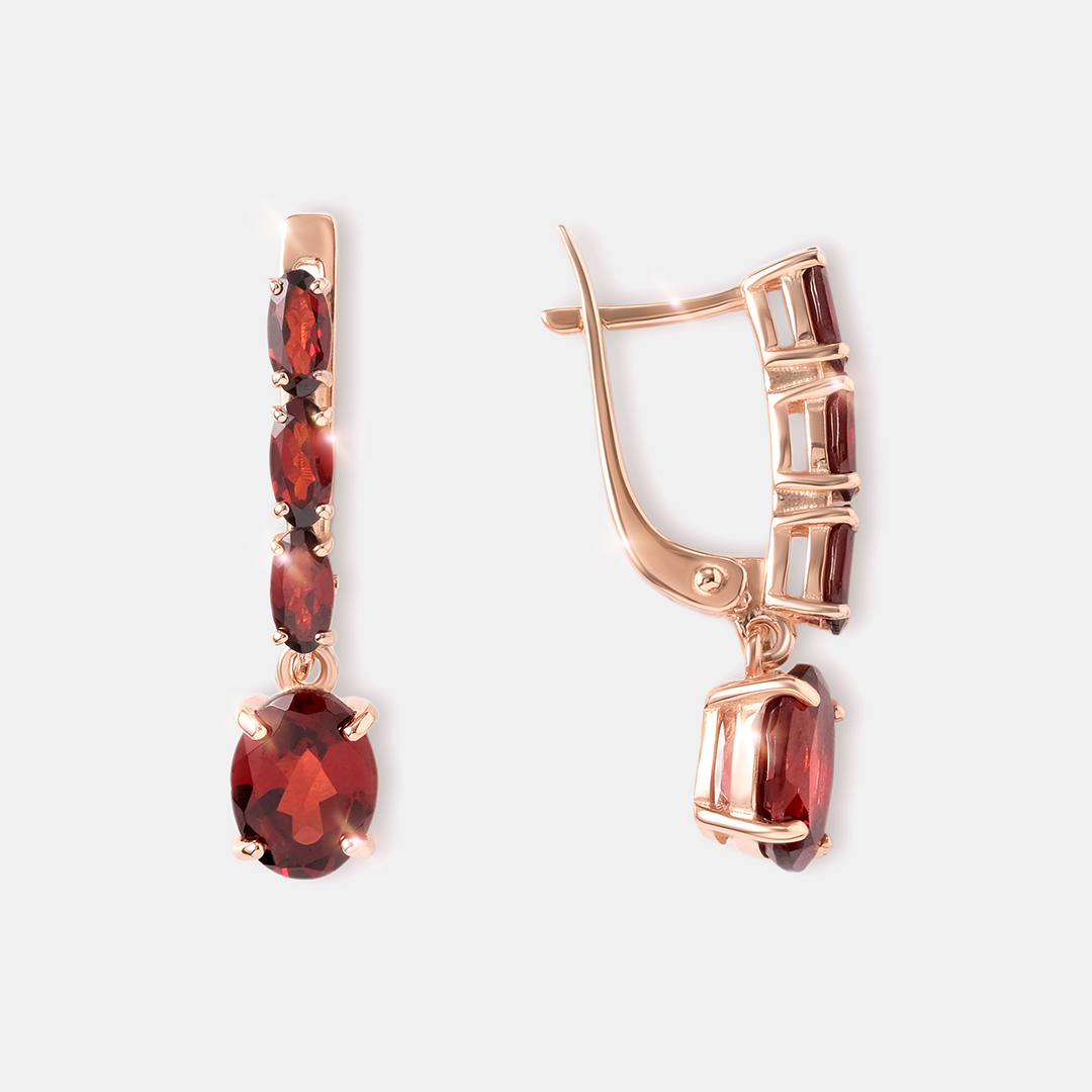 Серебряные серьги с гранатами
