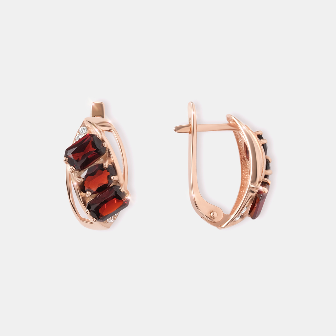 Серебряные серьги с гранатами