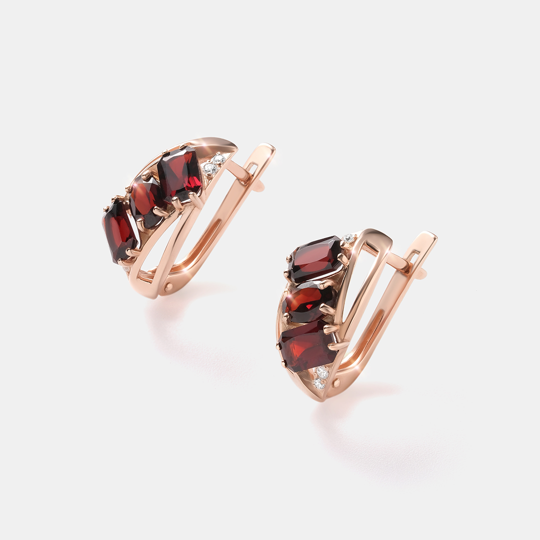 Серебряные серьги с гранатами