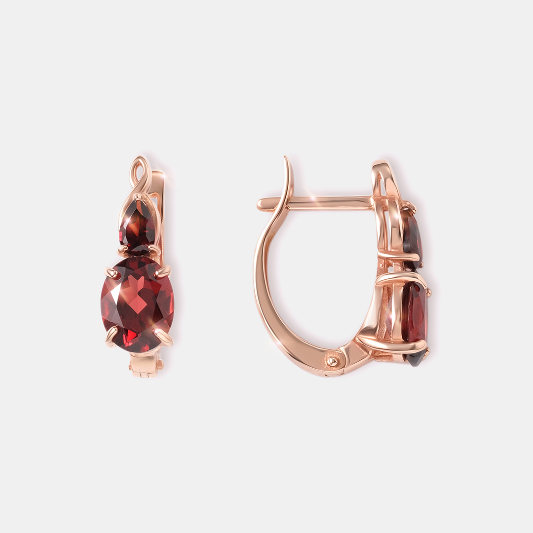 Серебряные серьги с гранатами