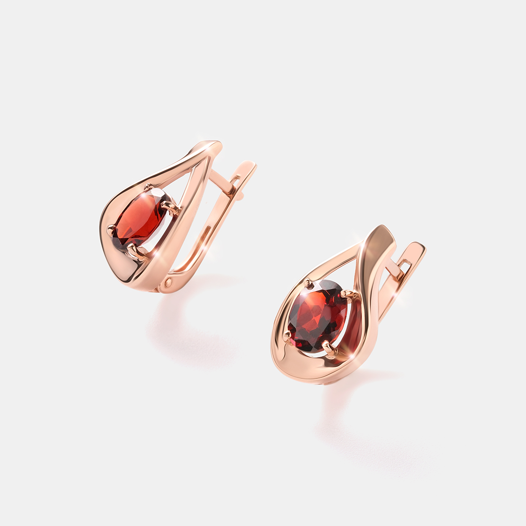 Серебряные серьги с гранатами