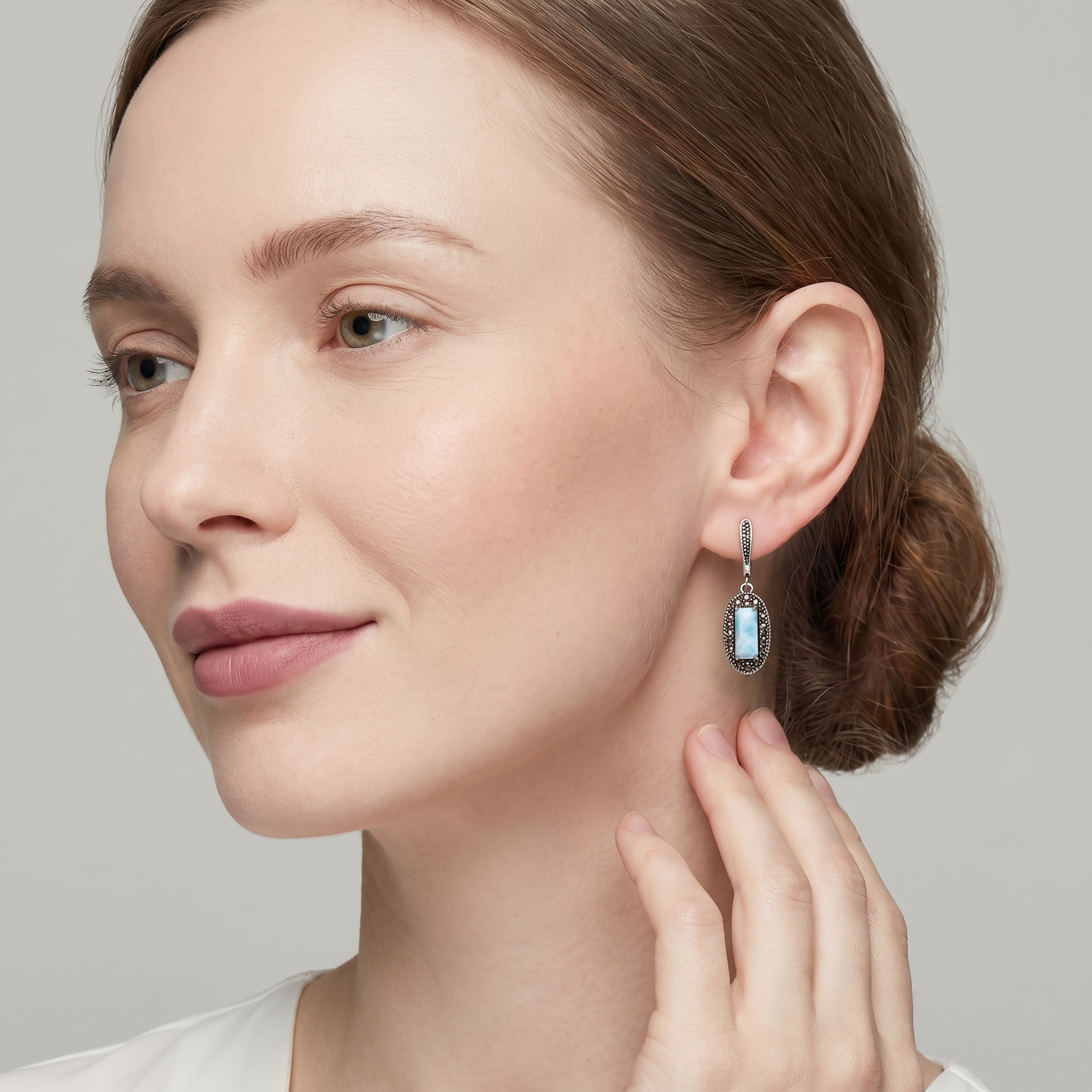 Серебряные серьги с ларимарами