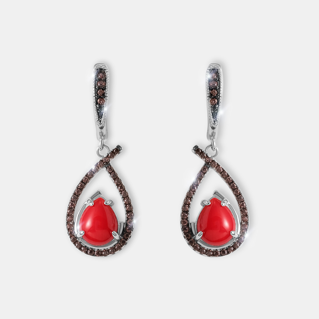 Серебряные серьги с кораллами