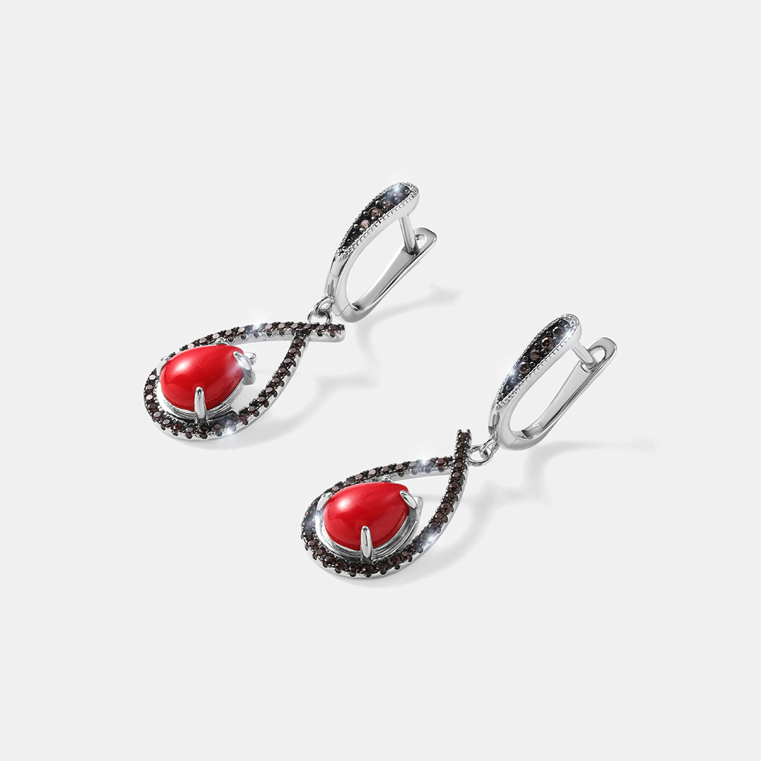 Серебряные серьги с кораллами