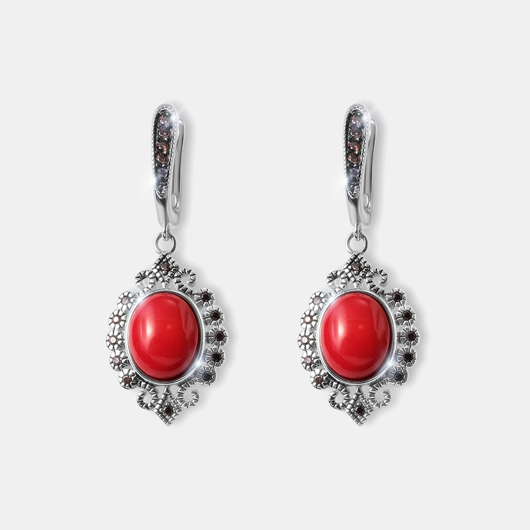 Серебряные серьги с кораллами