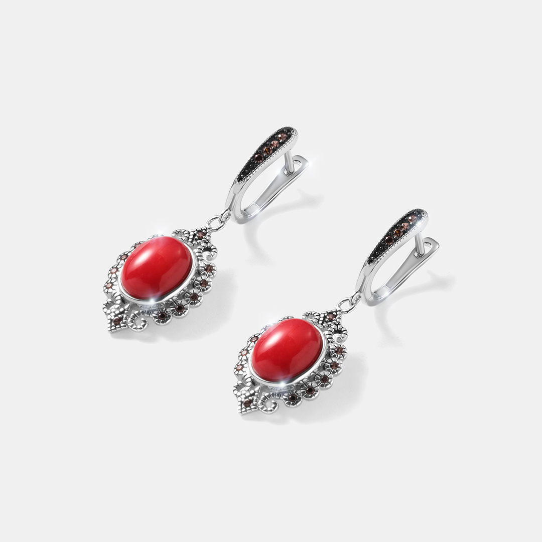 Серебряные серьги с кораллами