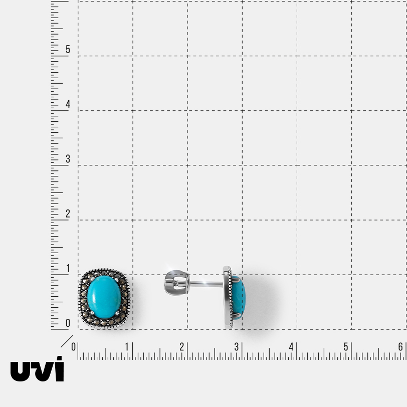 Серебряные серьги-пусеты с бирюзой