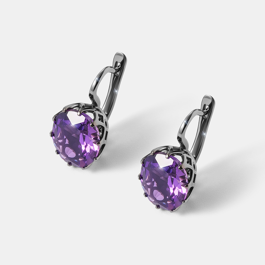 Серебряные серьги с аметистами