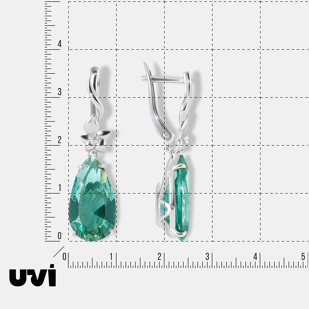 Серебряные серьги с празиолитами "Цветы"