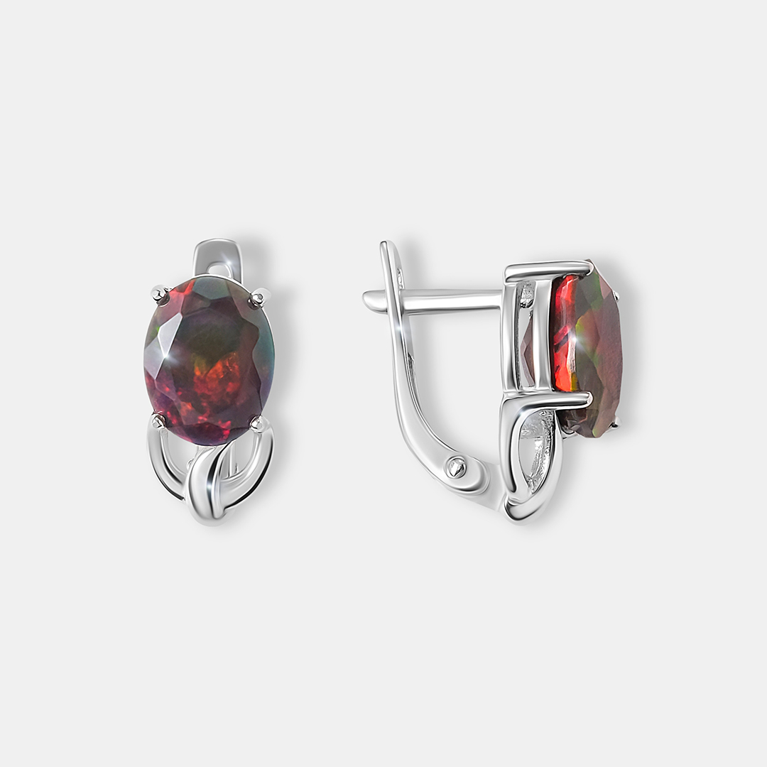 Серебряные серьги с черными опалами