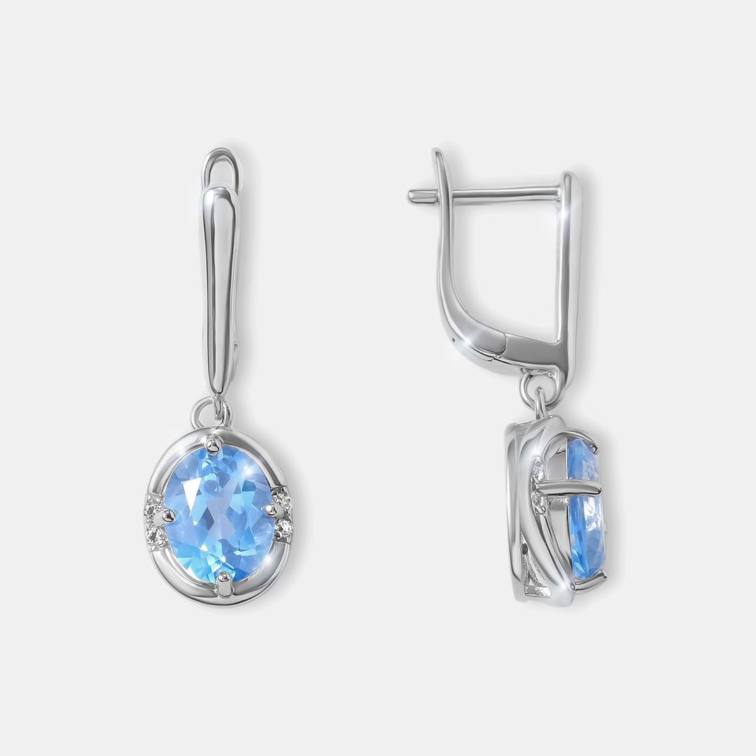 Серебряные серьги с топазами Индиго