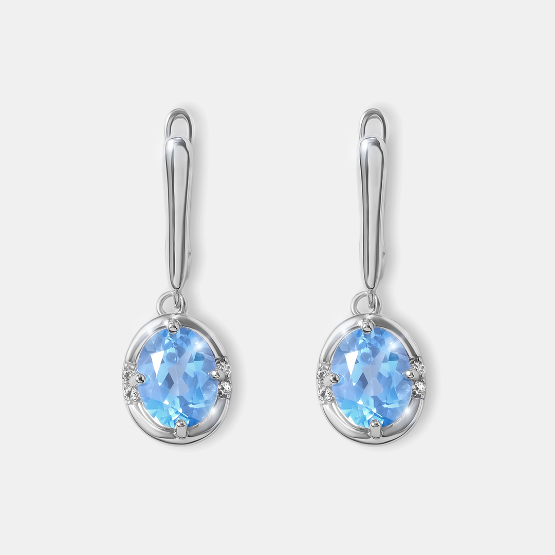 Серебряные серьги с топазами Индиго