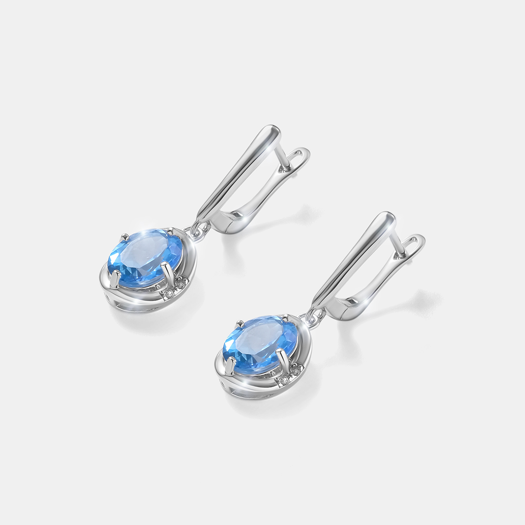 Серебряные серьги с топазами Индиго